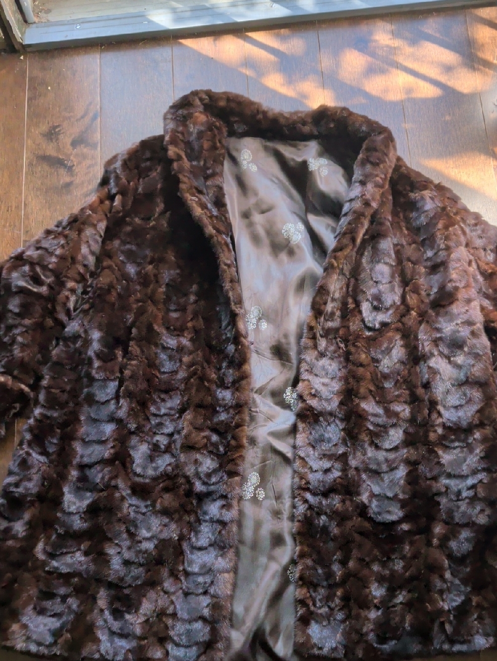 Vintage Mink‎ Brown Faux Fur Coat - Plush Textured Outerwear